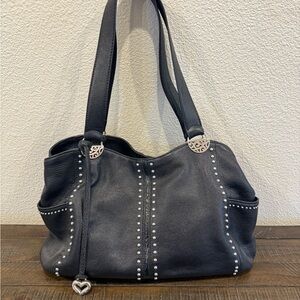 Black Brighton Studded Leather Tote Bag- Model # E767845